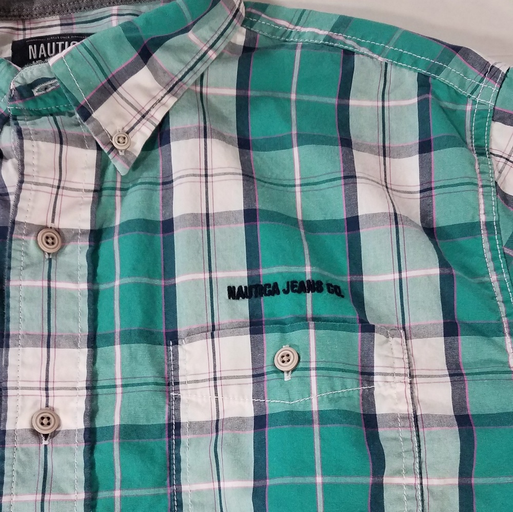 Nautica Jeans Co. Plaid Shirt Contrast Cuffs